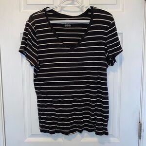 Women’s Black & White Striped Short Sleeve Top